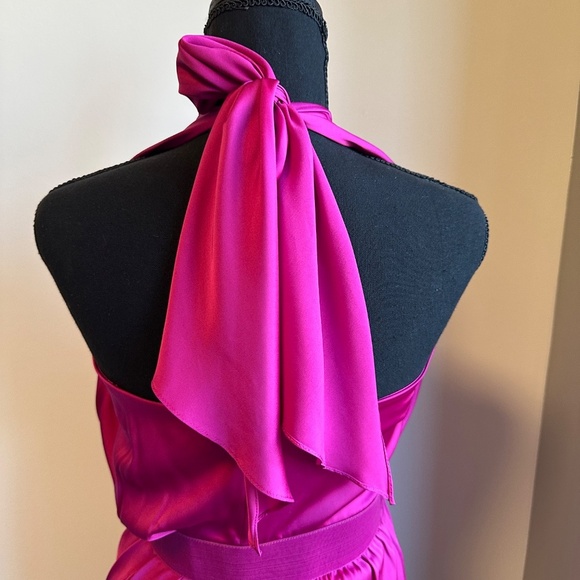*CACHE* Pink Sleeveless Tie-Back Halter Dress Size 2 - Picture 5 of 7